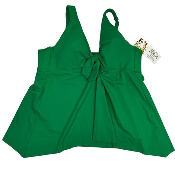Becca Etc Color Code Flounce Tankini top verde green - 1X - Picture 2 of 11